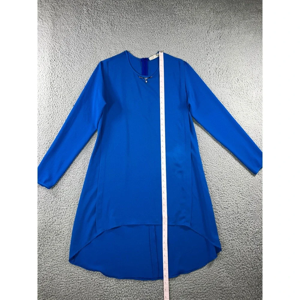 Tunic‎ Dress 10-12 Cobalt Blue Embellished Lagenlook Layering Long Sleeve Modest